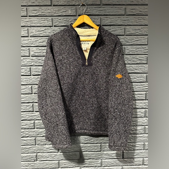 Orvis Brighten Men Sherpa Navy Pullover Sweater L - Picture 1 of 3